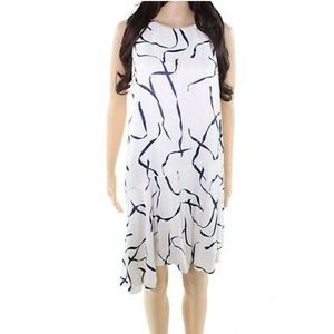 STYLESTALKER White Blue A Line Flowy Sleeveless Dress sz XS